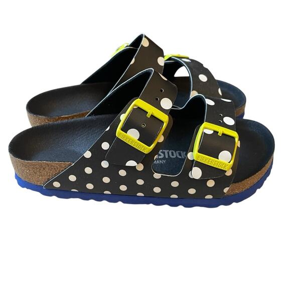 Birkenstock Arizona BS Black White Dots Sandals Size NEW